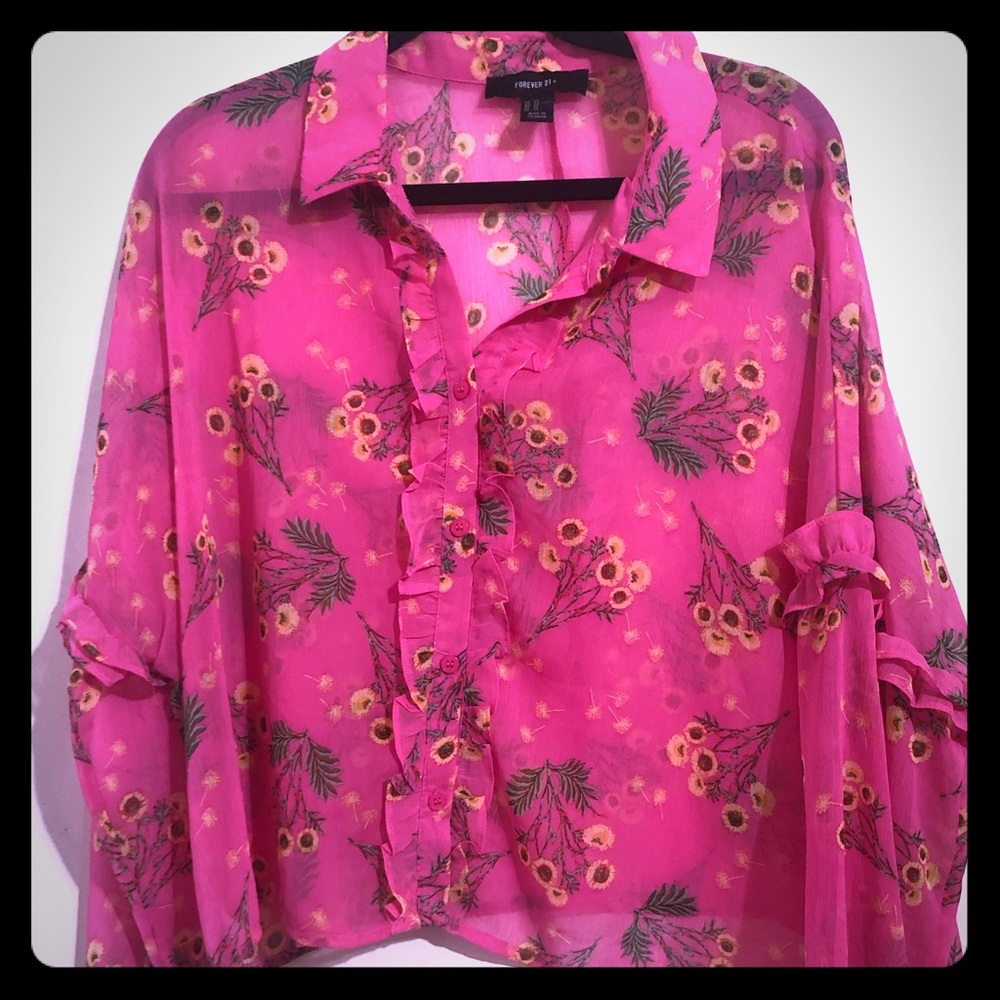 Sunflower Pink long sleeve crop top
